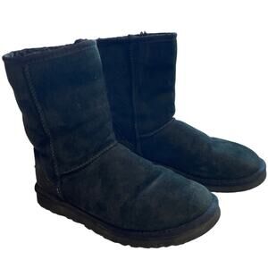UGG Australia Y2K Classic Black Cozy Sheep Skin Slip On Short Boots Size 7